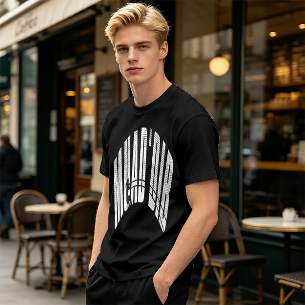 Olive green graphic t-shirt with arched distressed text print
