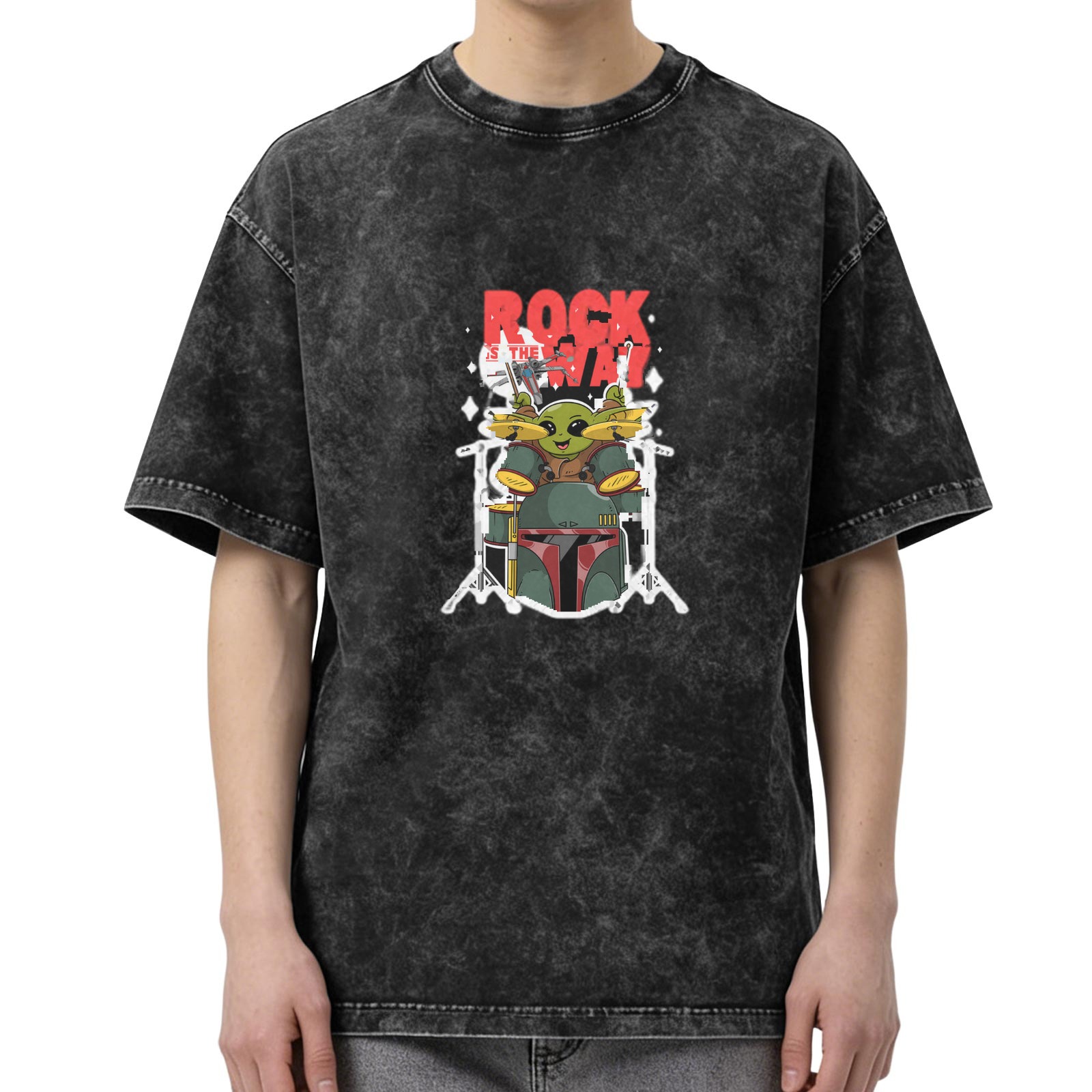 Rock Is The Way Baby Yoda Drummer Graphic T-Shirt