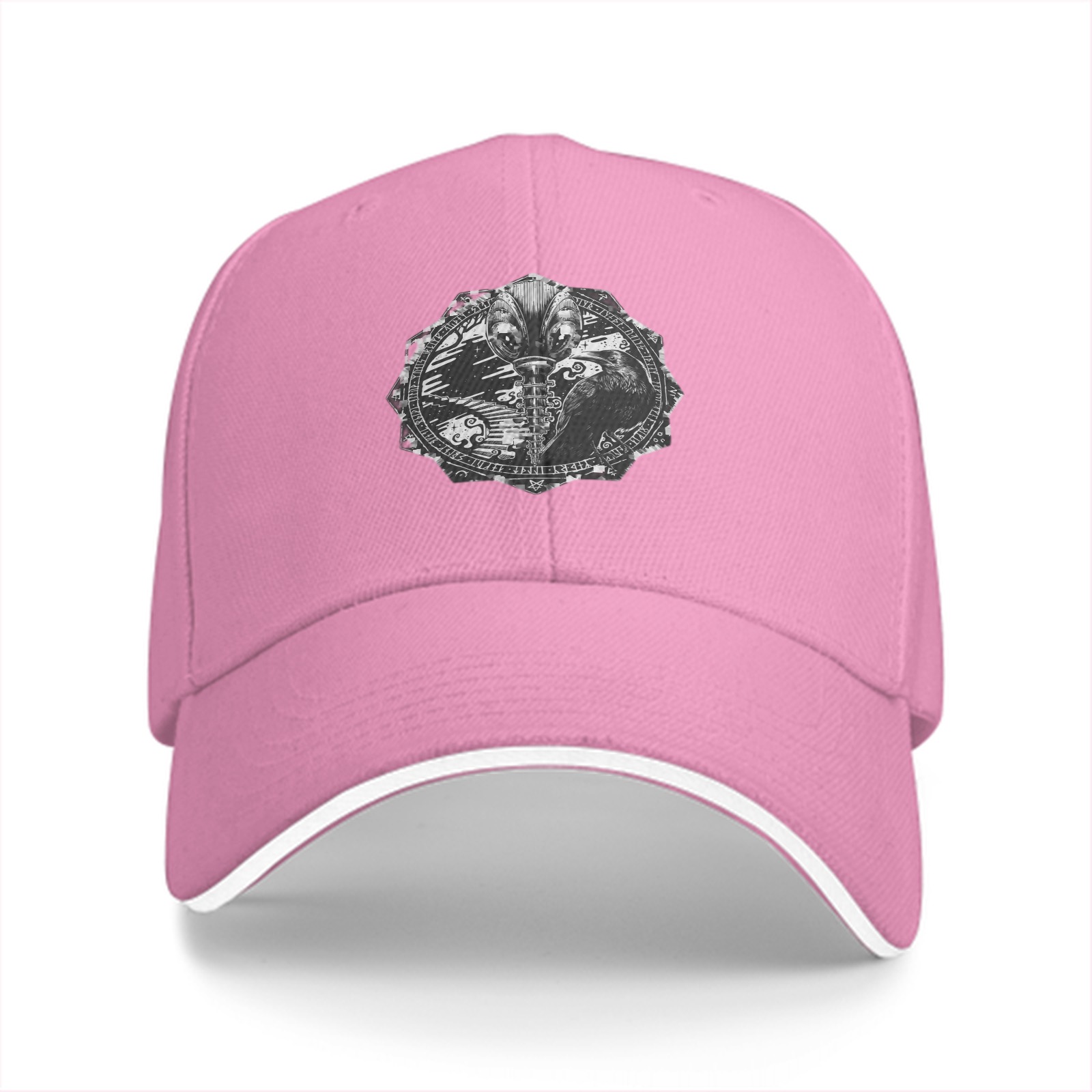 Black Baseball Cap With Alien Emblem Graphic Design