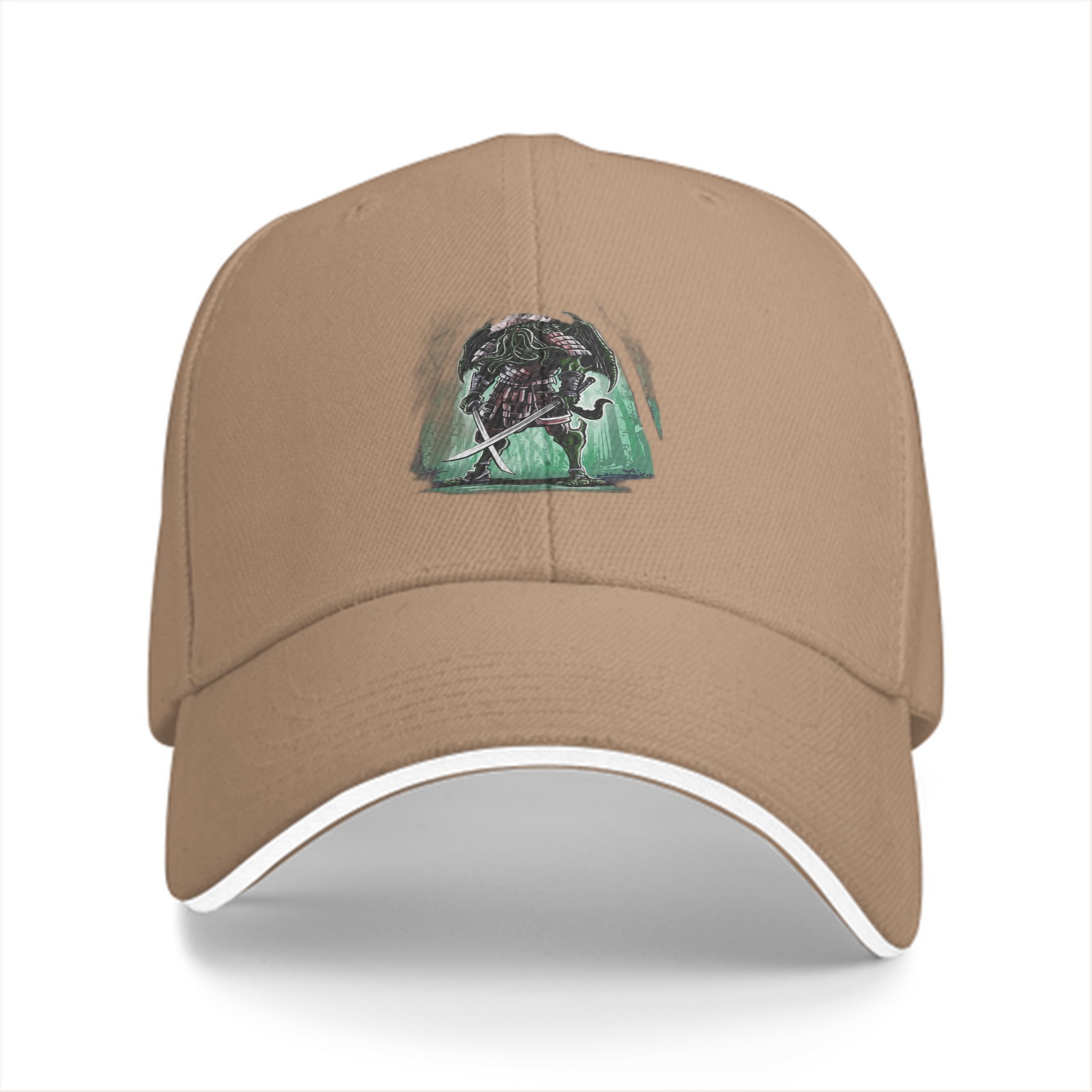 Black Baseball Cap With Samurai Cthulhu Warrior Graphic