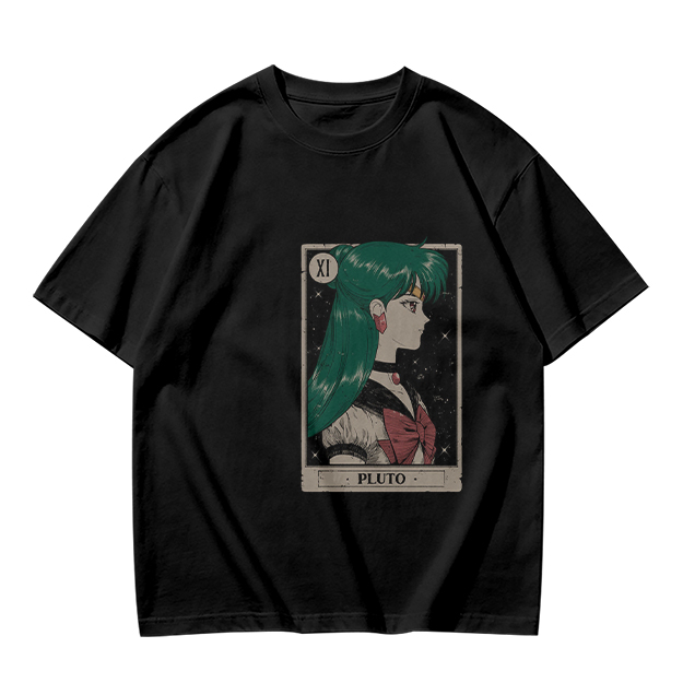 Olive T-Shirt with Sailor Pluto Tarot Card Print