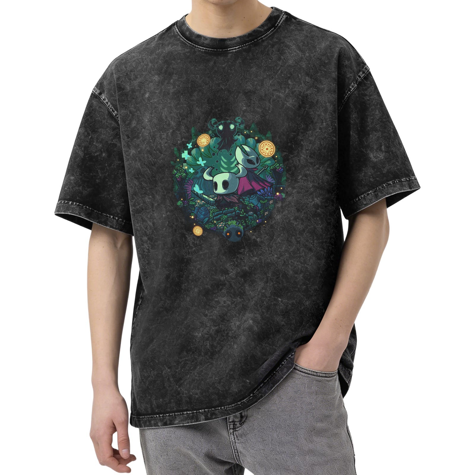Hollow Knight Graphic Washed Black Short Sleeve T-Shirt