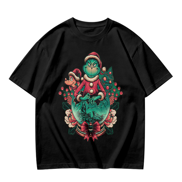 Olive Green Christmas Grinch Graphic T-Shirt