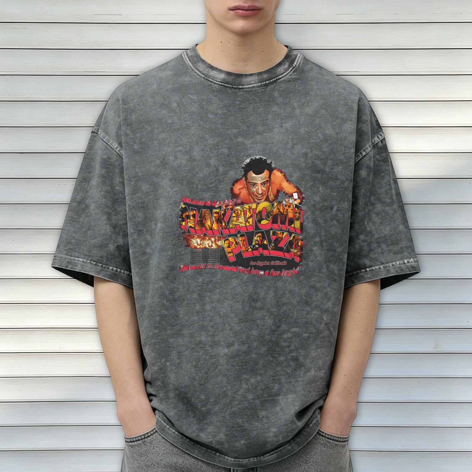 Die Hard Nakatomi Plaza Graphic Acid Wash T-Shirt
