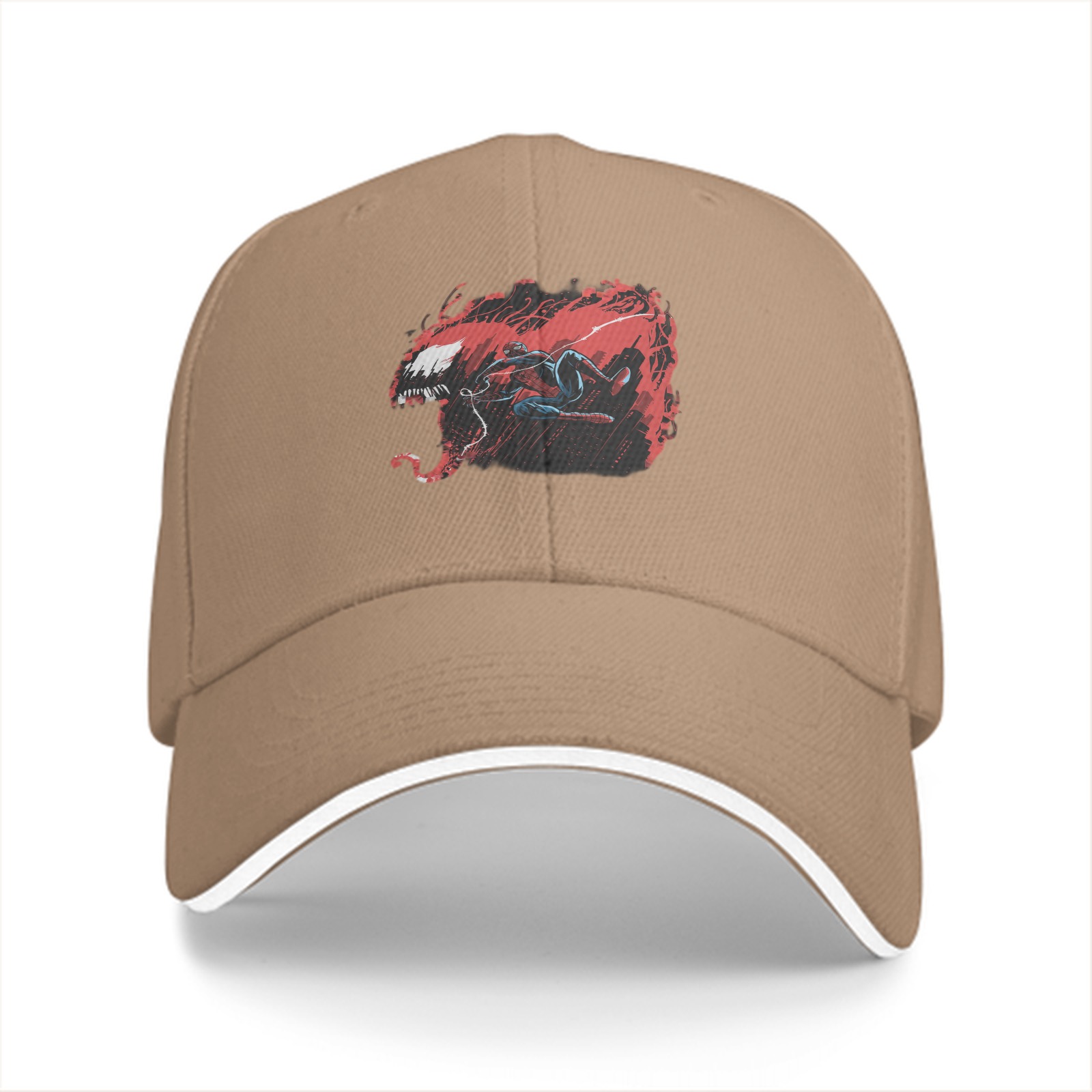 Black baseball cap with Venom and Spider-Man graphic print