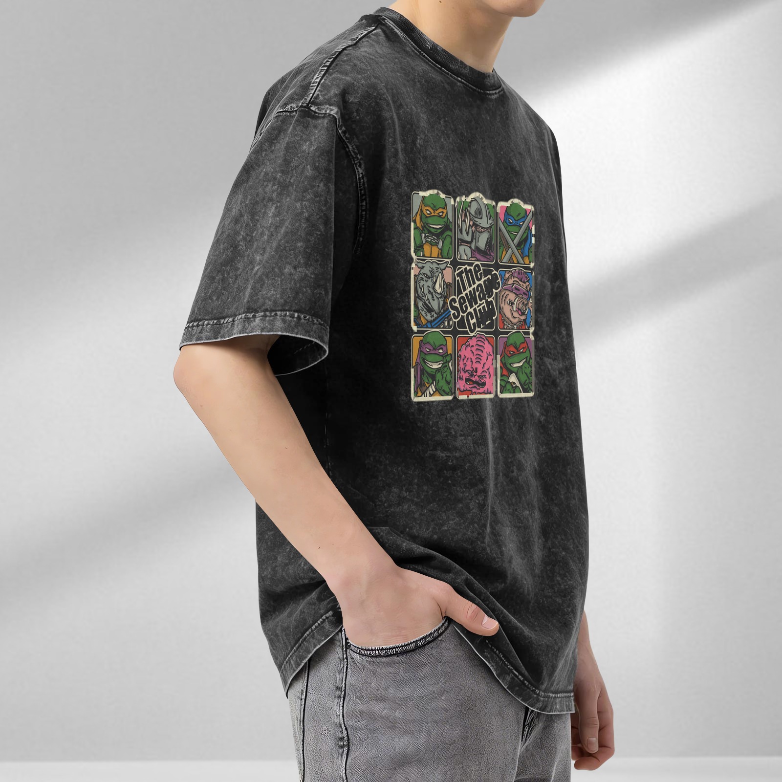 Vintage Teenage Mutant Ninja Turtles The Sewage Club Graphic T-Shirt