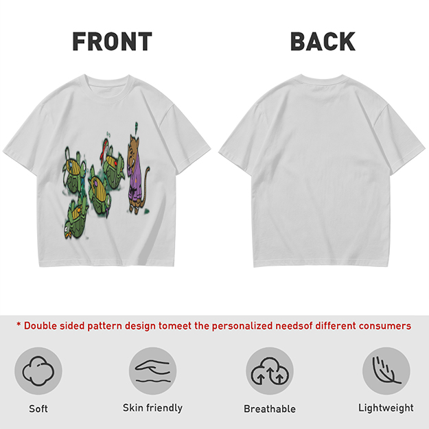 Olive Graphic Tee With Ninja Turtles and Splinter Print