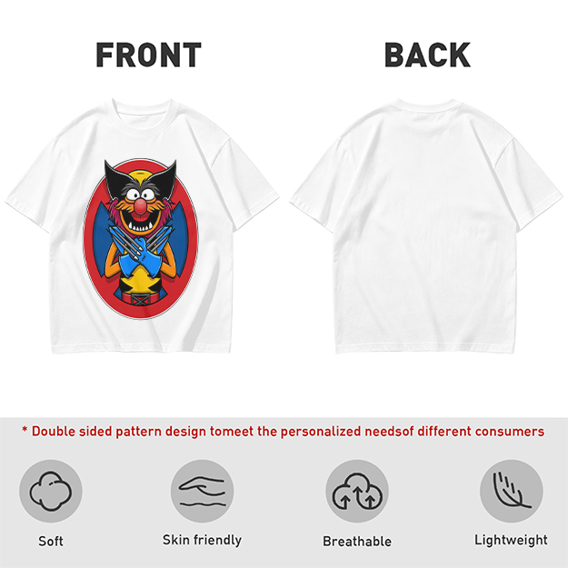Olive T-Shirt With Muppet Wolverine Mashup Graphic