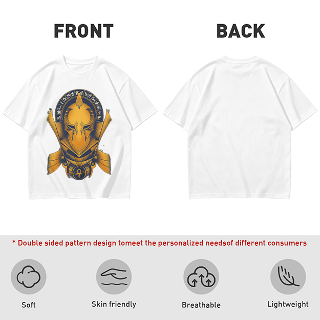 Olive T-Shirt with Ancient Egyptian Style Golden Helmet Print