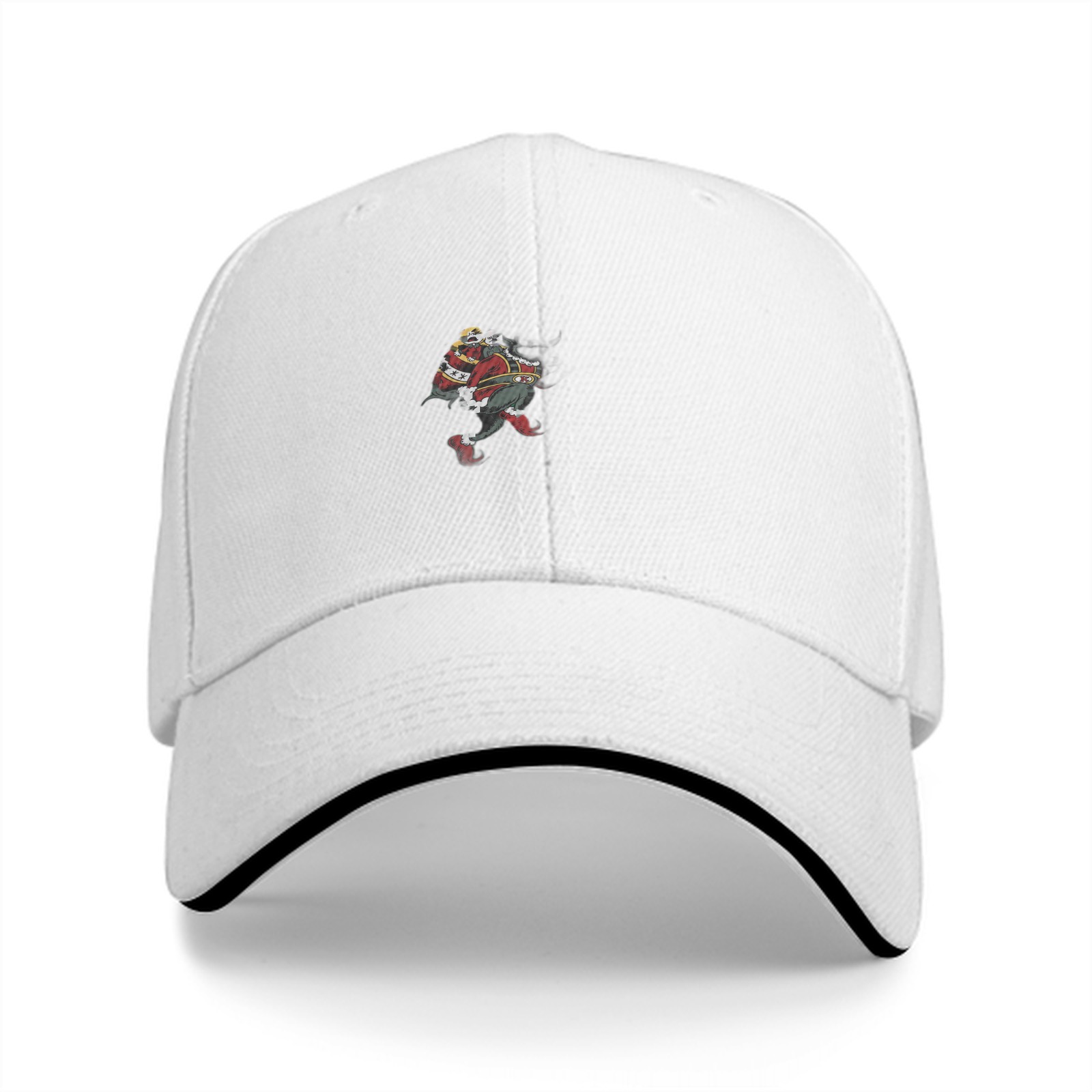 Black baseball cap with festive Santa Claus graphic