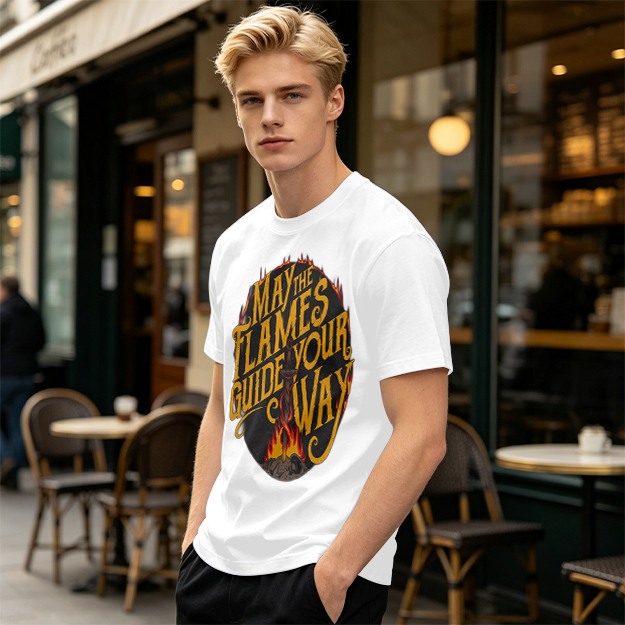 May The Flames Guide Your Way Graphic Olive T-Shirt