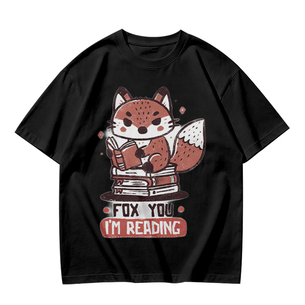 Olive T-Shirt with Cute Fox Reading Book Pun Print