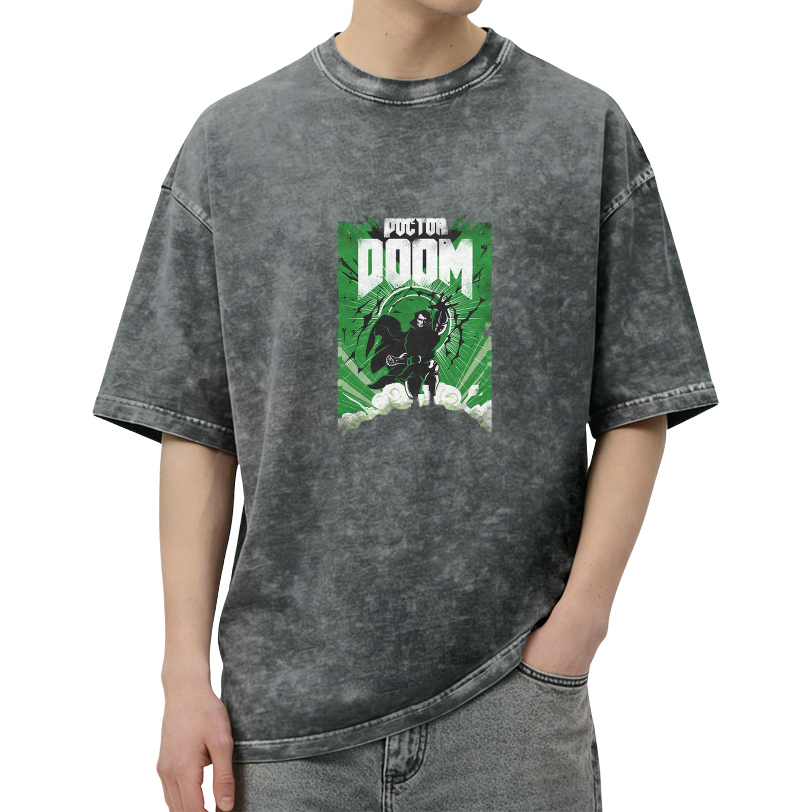 Doctor Doom Graphic Stonewashed Black T-Shirt