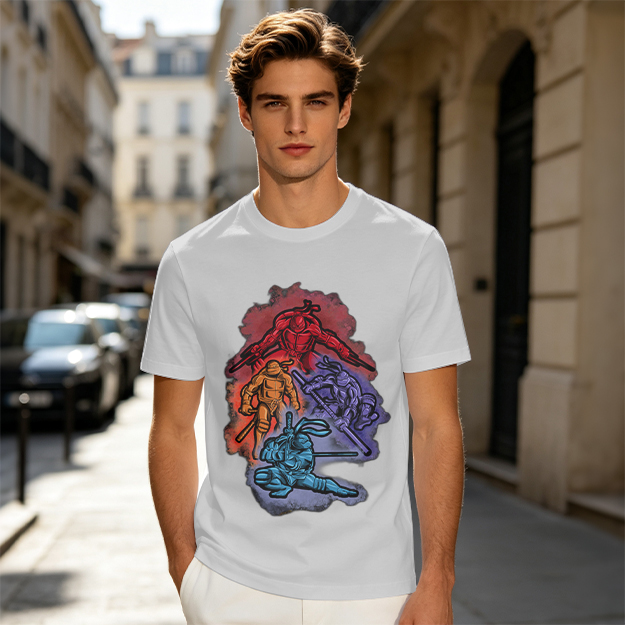 Olive T-shirt with Mutant Ninja Turtles Graphic Print
