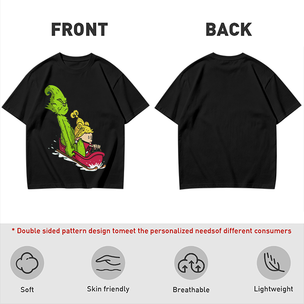Grinch and Cindy Lou Who Sledding Graphic T-Shirt
