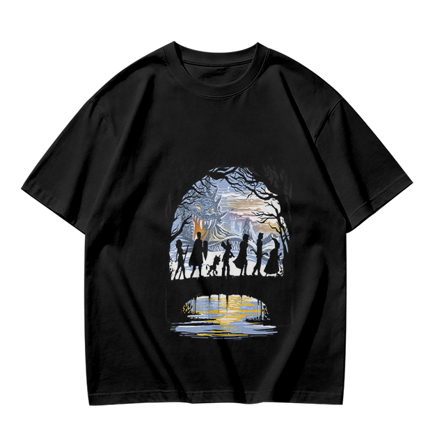 Olive T-Shirt With Fantasy Adventure Silhouette Art Print