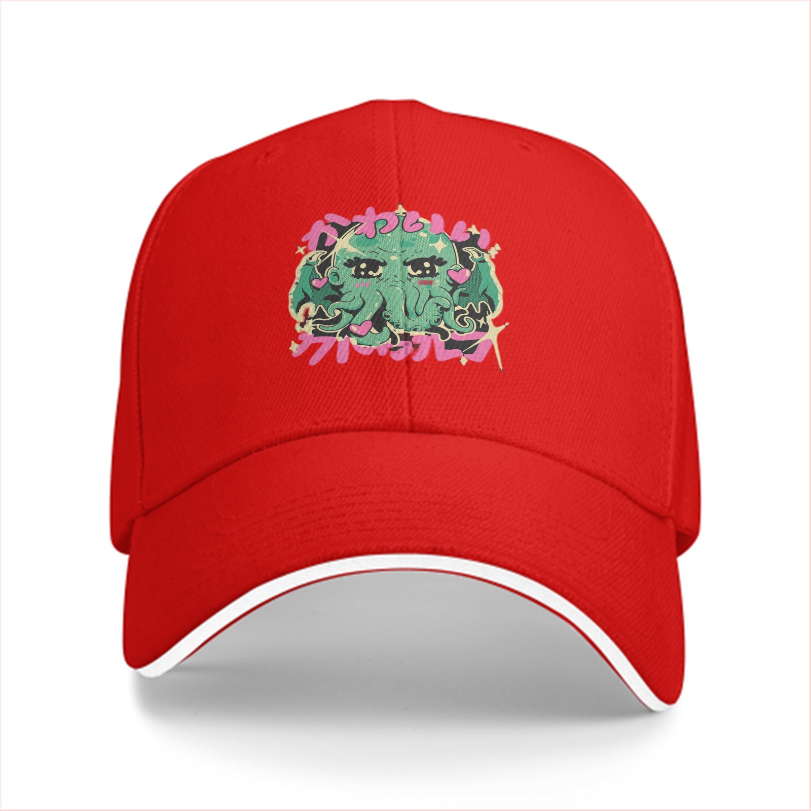 Black baseball cap with cute anime-style Cthulhu graphic