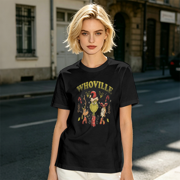 Whoville Christmas Themed T-Shirt with Grinch and Friends