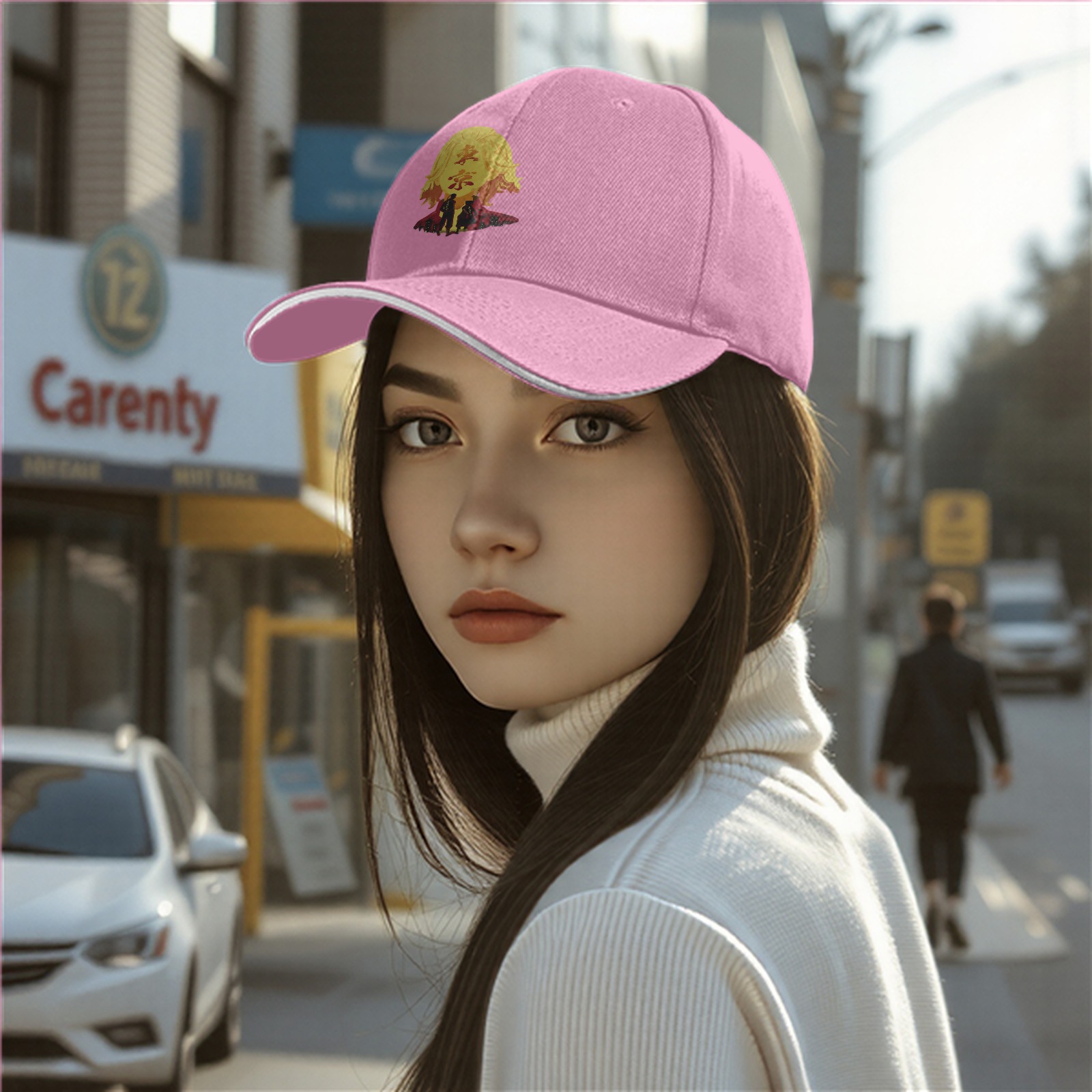 Black baseball cap with Tokyo Revengers anime graphic print