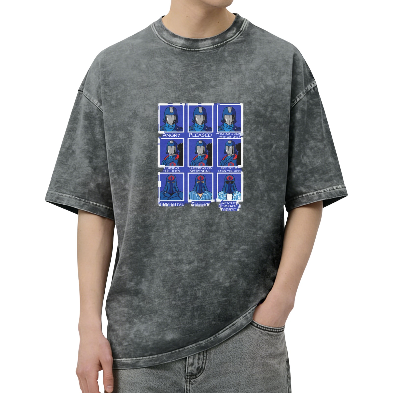 Cobra Commander Emotion Grid Vintage Wash Graphic T-Shirt