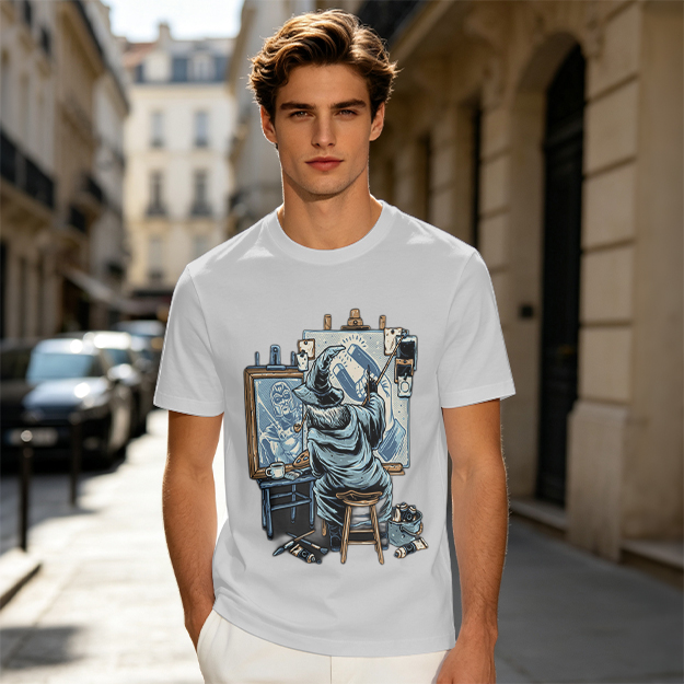 Olive T-Shirt Featuring Wizard Painting Superhero Artwork