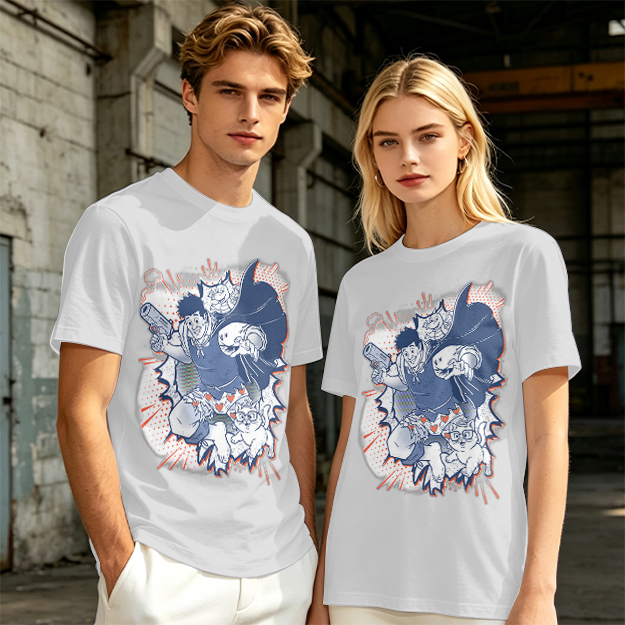 Olive T-Shirt with Playful Comic Style Character Print