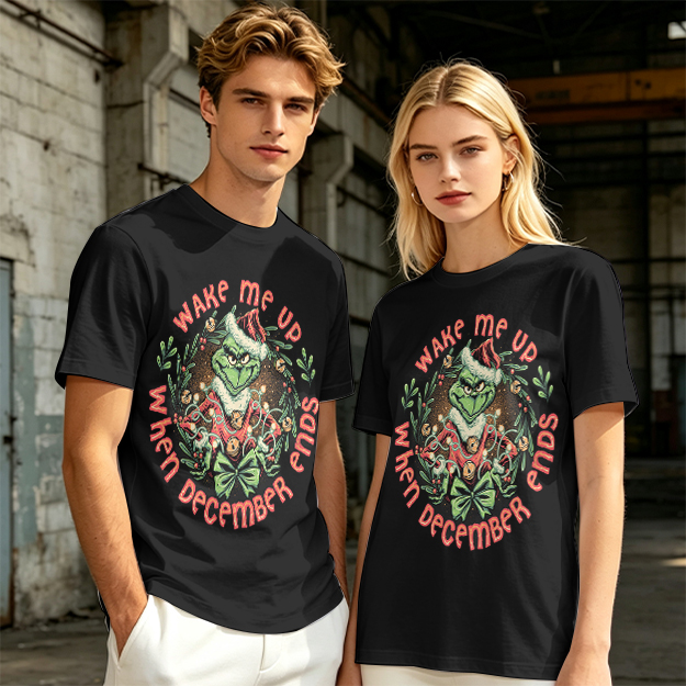 Wake Me Up When December Ends Grinch Christmas T-Shirt