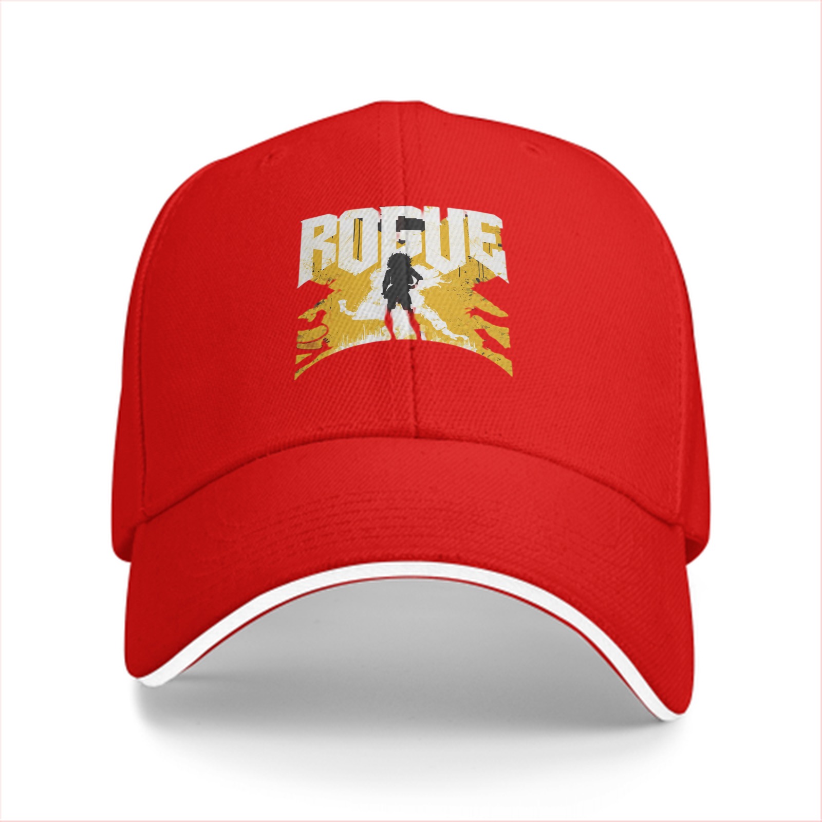 Black baseball cap with ROGUE text and silhouette graphic