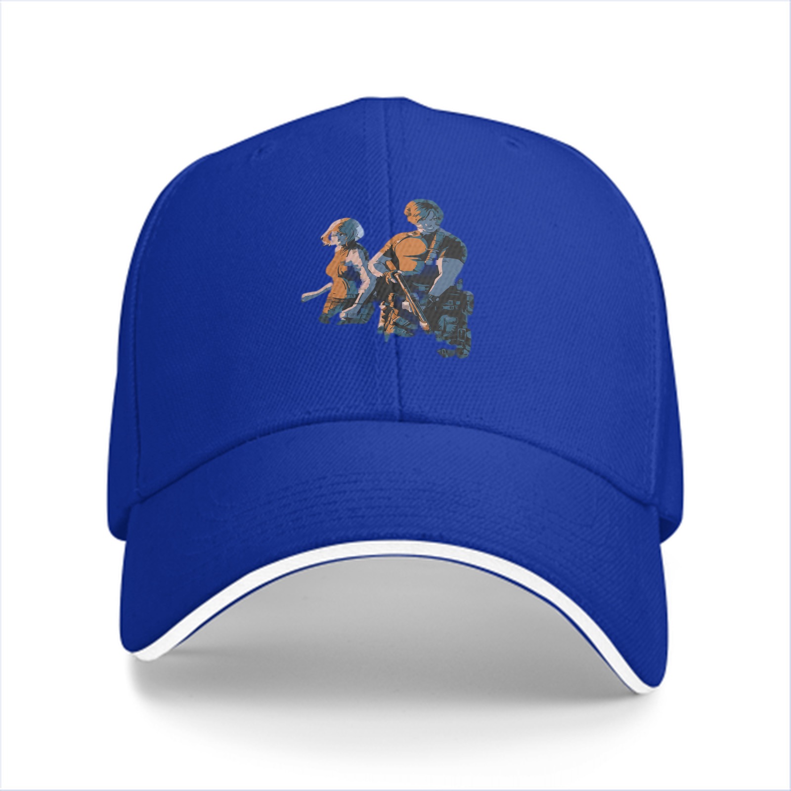 Black Baseball Cap With Two Character Graphic Print