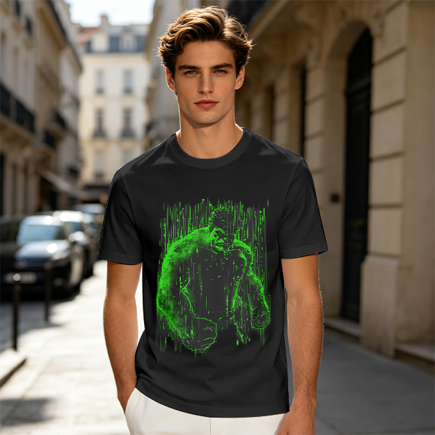 Olive Green T-Shirt With Glowing Green Hulk Graphic Print