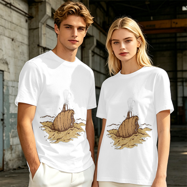 Olive Green T-Shirt With Sandworm Desert Print