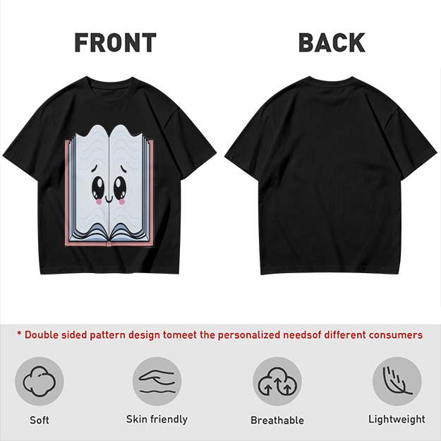 Olive T-Shirt With Cute Smiling Open Book Graphic Print