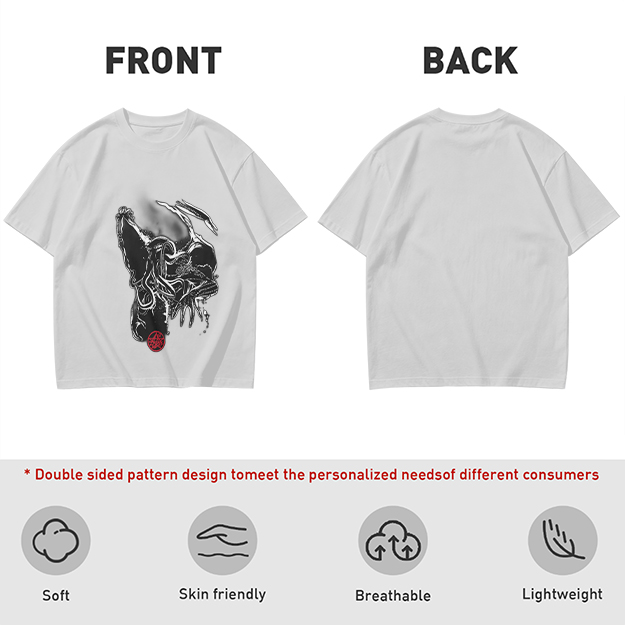 Olive T-Shirt With Dark Abstract Tentacle Creature Print