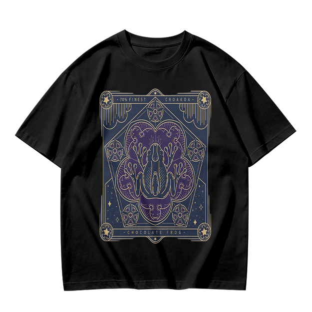 Olive T-Shirt with Mystical Frog Tarot-Style Graphic Print