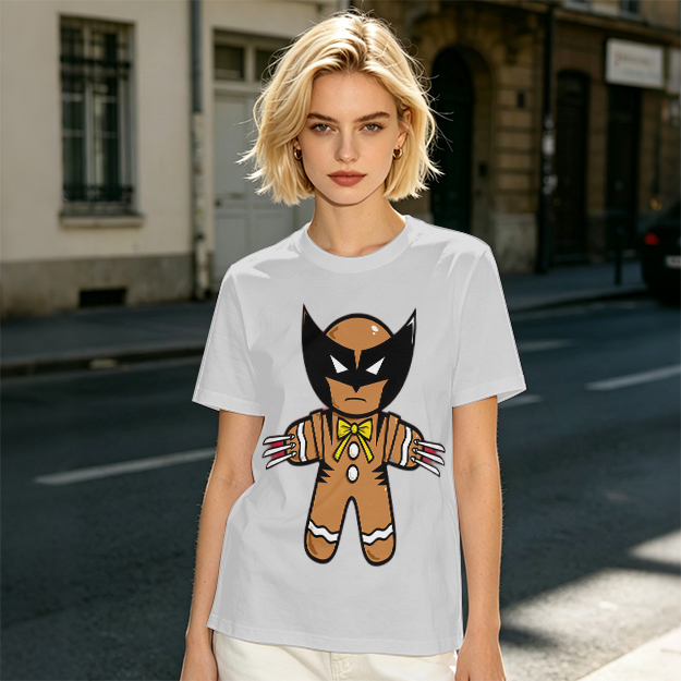 Olive T-Shirt With Gingerbread Wolverine Superhero Print