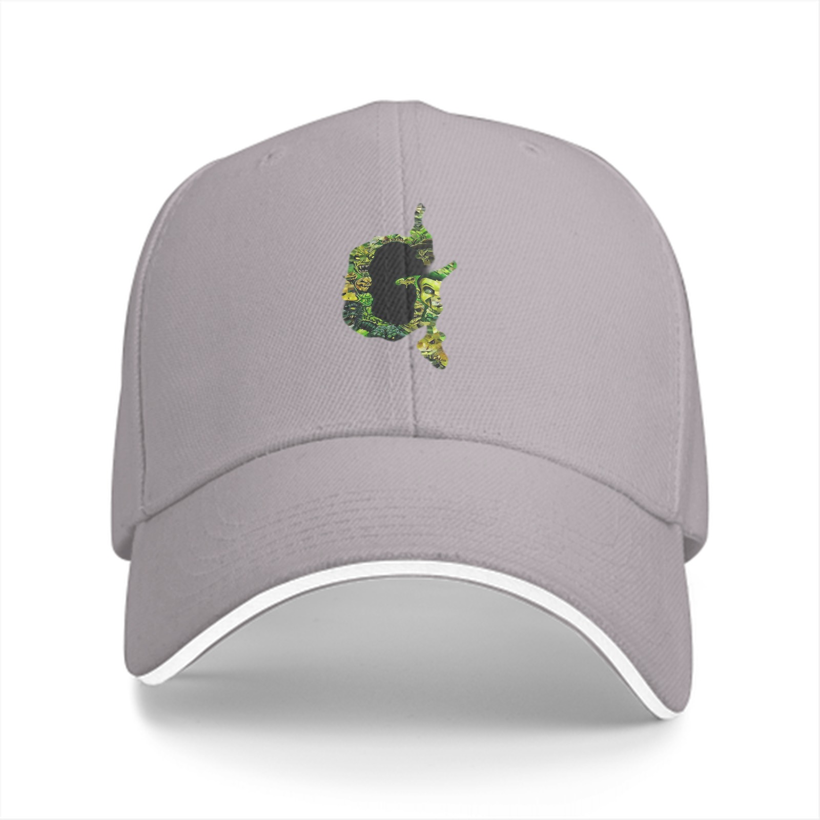 Black Baseball Cap With Green Artistic G Embroidered Design