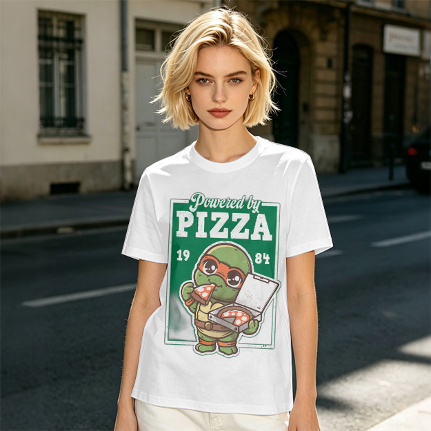 Powered by Pizza 1984 Cute Ninja Turtle T-Shirt