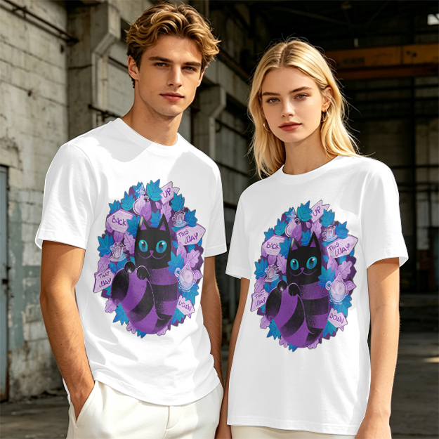 Olive T-Shirt With Whimsical Cheshire Cat Wonderland Art