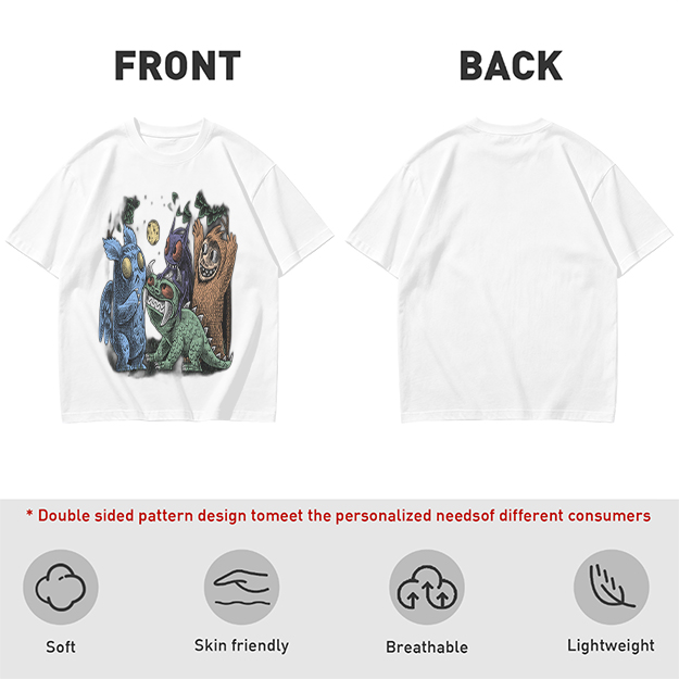 Olive Green T-Shirt With Whimsical Monster Crew Graphic Print