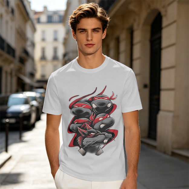 Olive T-Shirt with Red Bandana Ninja Turtle Graphic