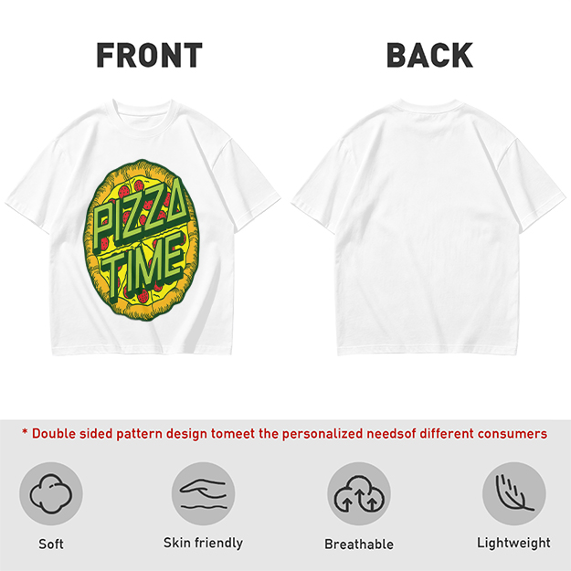 Olive Green Pizza Time Graphic T-Shirt