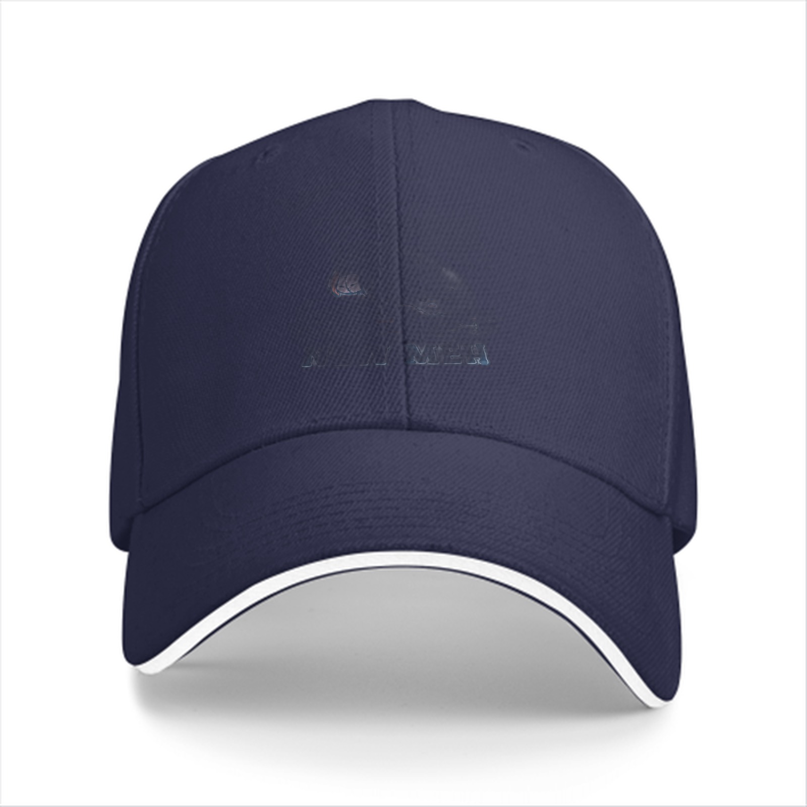 Black baseball cap with subtle dark graphic design