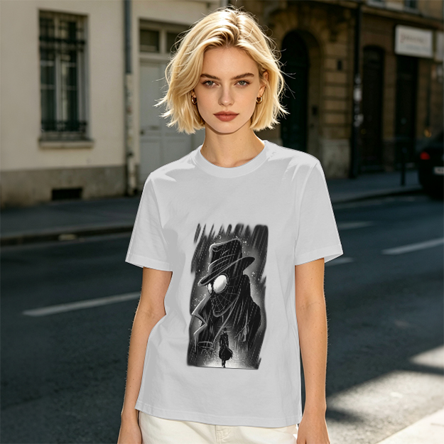 Olive T-Shirt with Noir Spider-Man in Rain Art Print