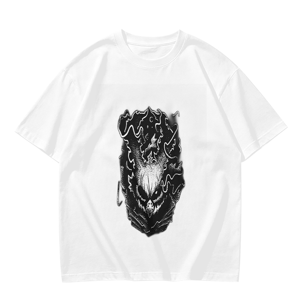 Olive Green T-Shirt with Dark Gothic Monster Graphic Print