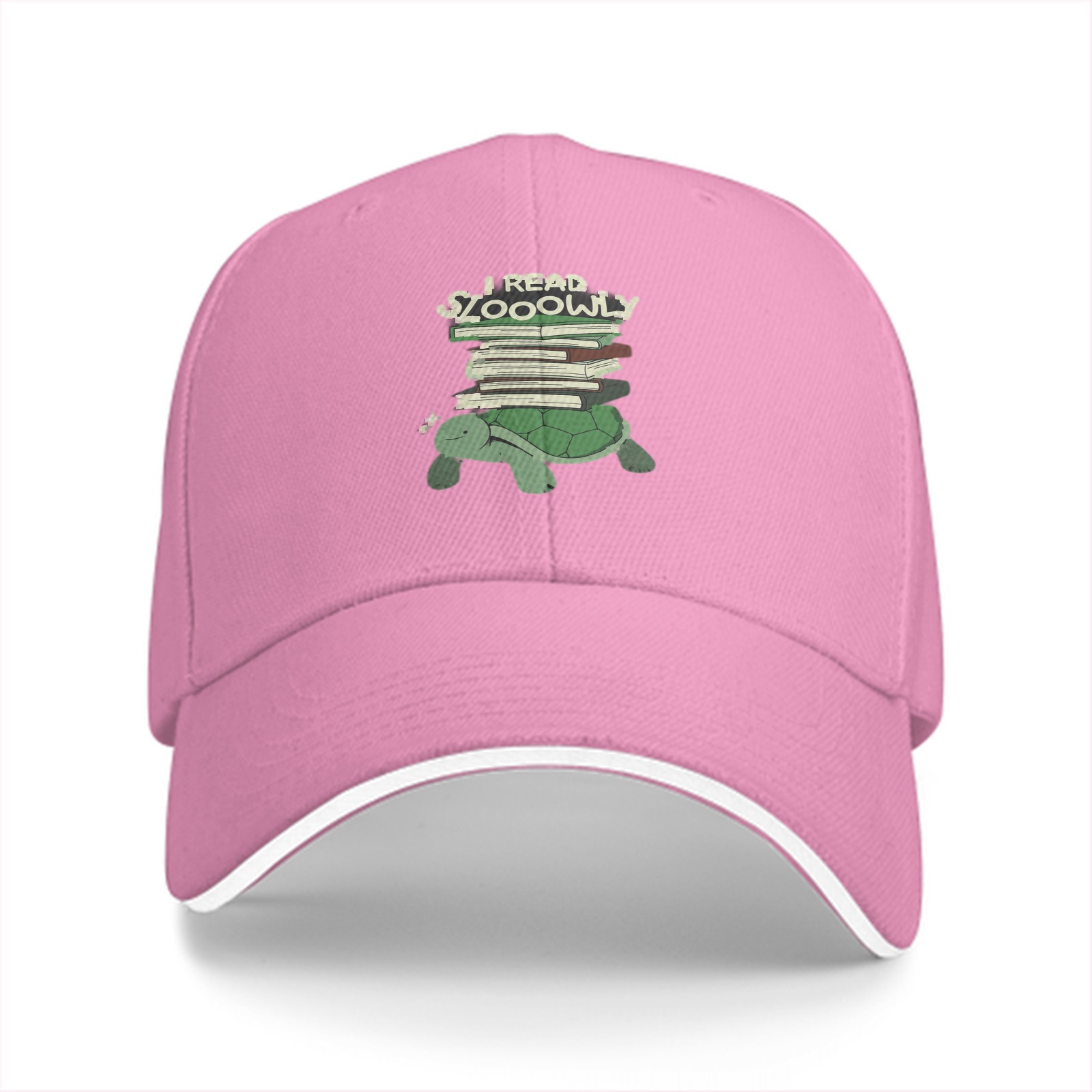 I Read Slowly Turtle With Books Graphic Baseball Cap