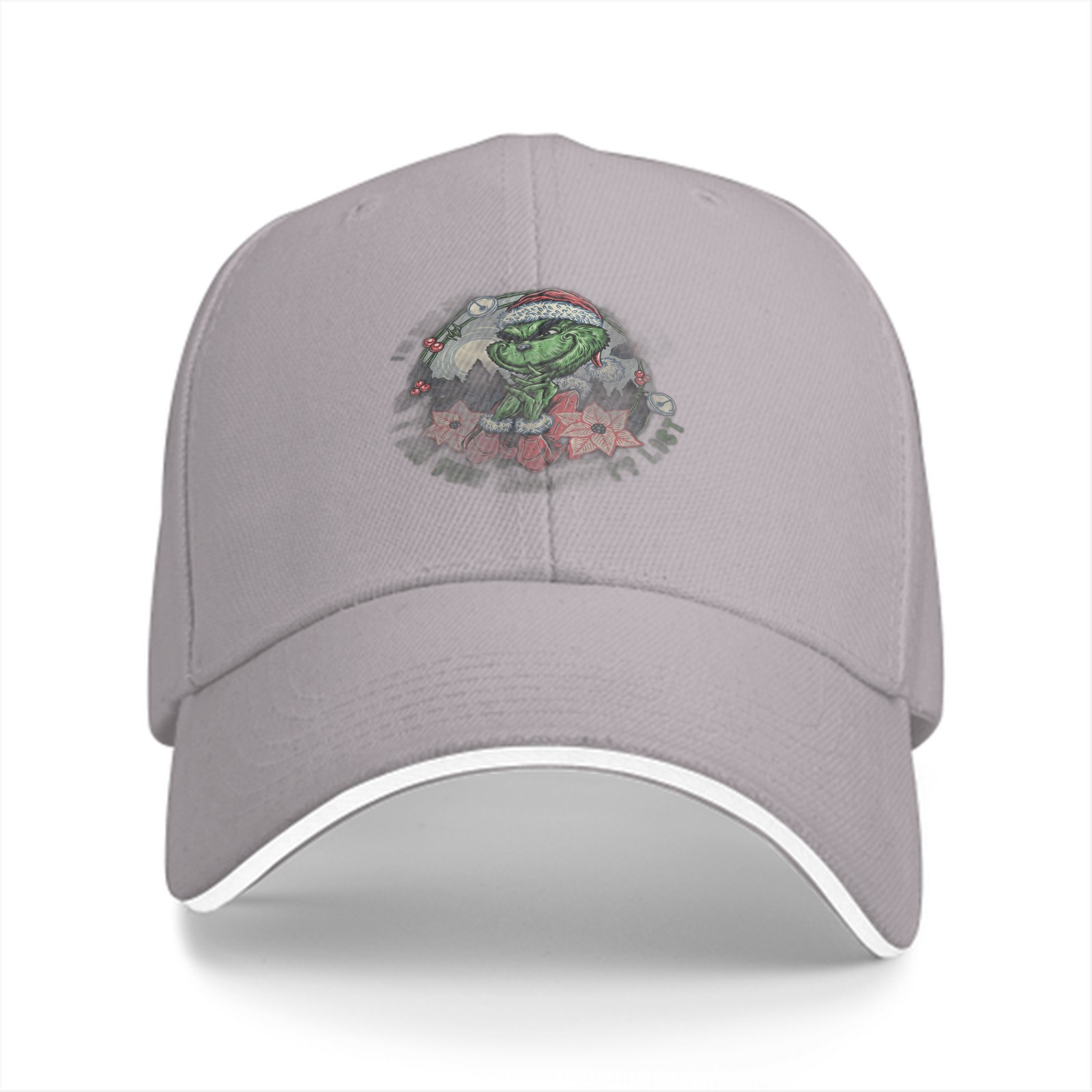 Black Baseball Cap With Grinch Christmas Wreath Graphic