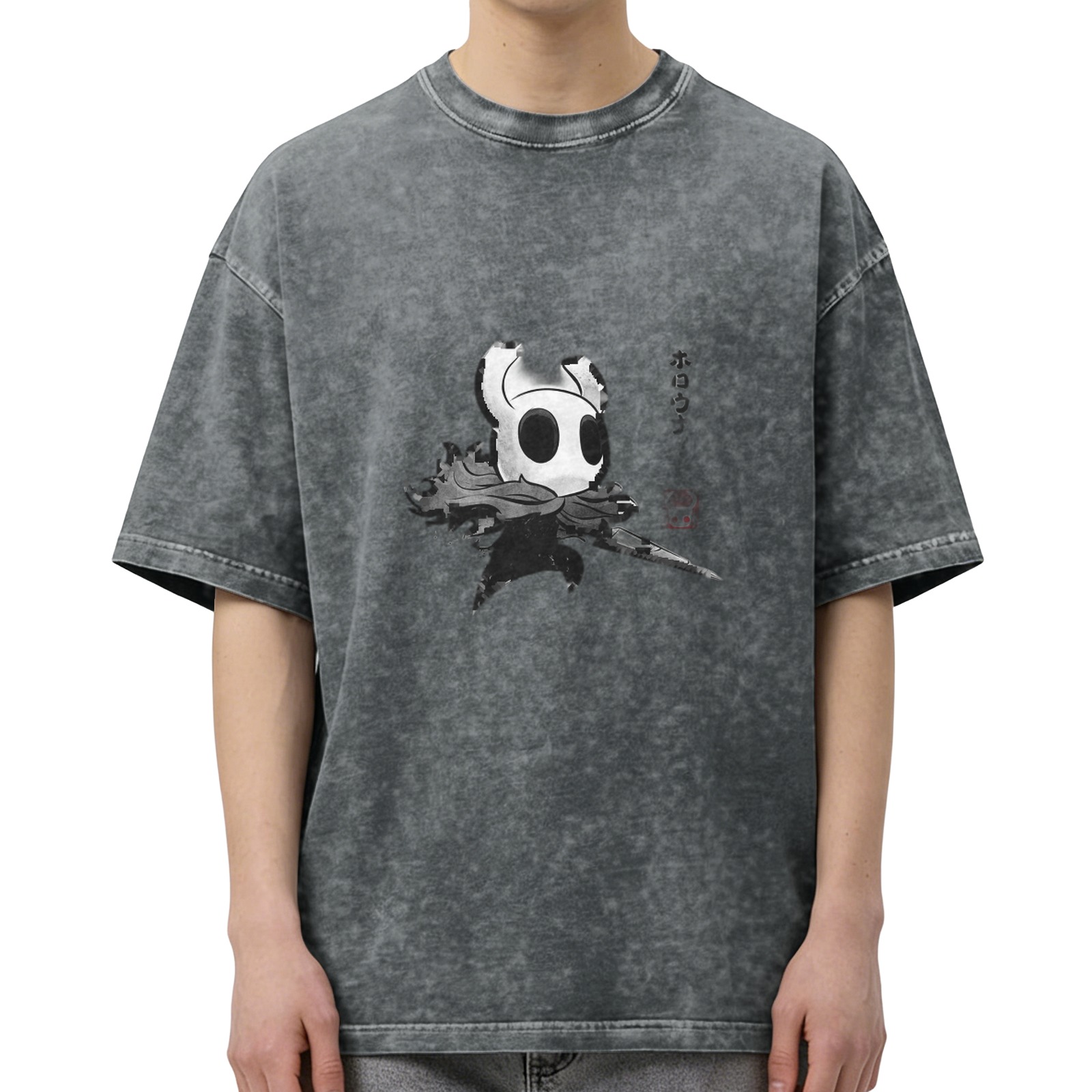 Hollow Knight Graphic Washed Black Oversized T-Shirt