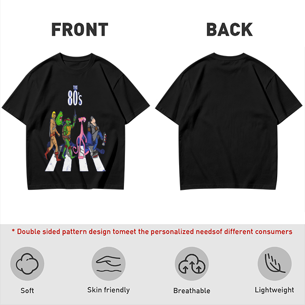 80s Cartoon Characters Abbey Road Crossing Graphic T-Shirt