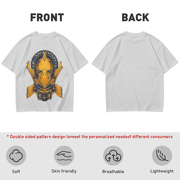 Olive T-Shirt with Ancient Egyptian Style Golden Helmet Print