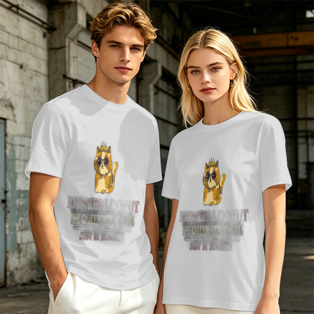 Olive T-Shirt With Princess Cat Graphic And Sunglasses
